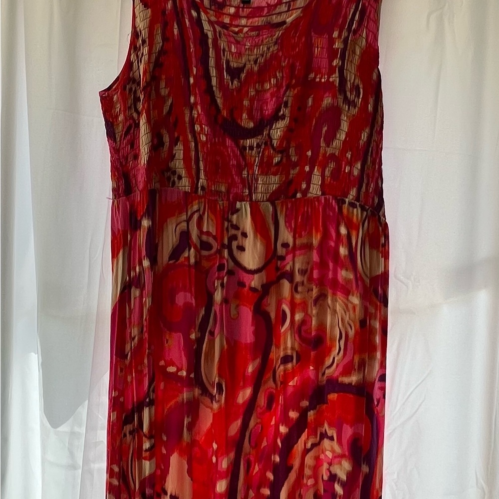 Notations Red Sheath Maxi Dress Sleeveless Cowl Neck